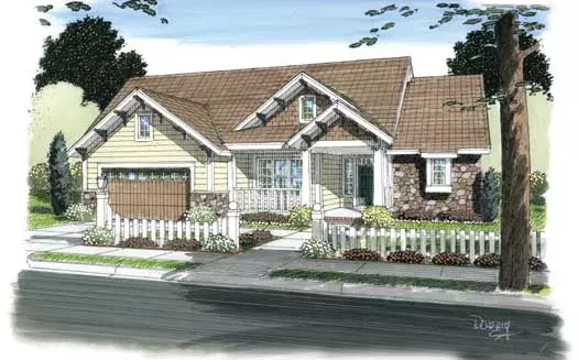 Craftsman house plans 11-340 - front exterior, 2,056 sq ft, 3 bed, 2 bath house plans | Monster House Plans