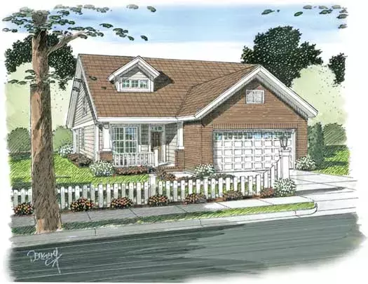 Traditional house plans 11-342 - front exterior, 1,460 sq ft, 3 bed, 2 bath house plans | Monster House Plans