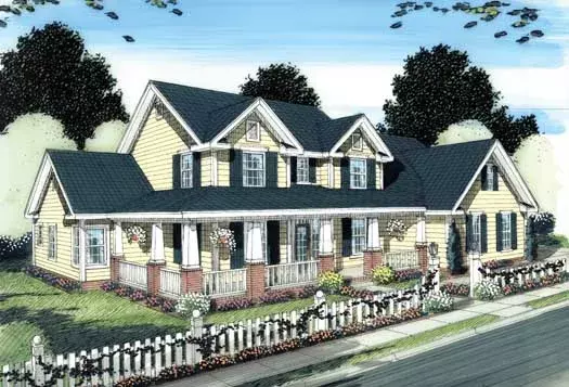 Country house plans 11-347 - front exterior, 3,008 sq ft, 4 bed, 3 bath house plans | Monster House Plans