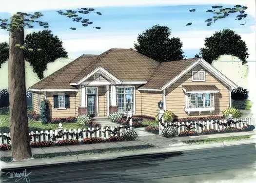 Traditional house plans 11-348 - front exterior, 1,679 sq ft, 3 bed, 2 bath house plans | Monster House Plans