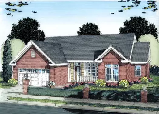 Traditional house plans 11-352 - front exterior, 1,667 sq ft, 3 bed, 2 bath house plans | Monster House Plans