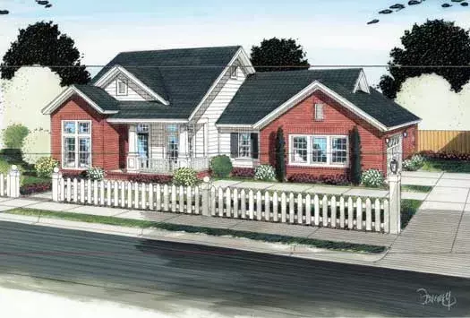 Country house plans 11-362 - front exterior, 1,912 sq ft, 4 bed, 2 bath house plans | Monster House Plans