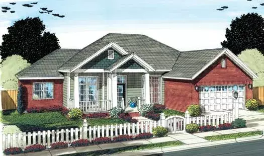 Craftsman house plans 11-370 - front exterior, 1,636 sq ft, 4 bed, 2 bath house plans | Monster House Plans
