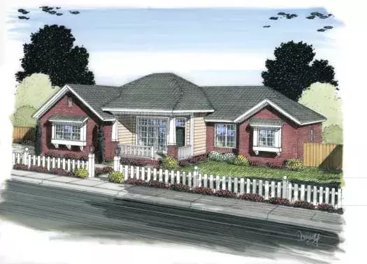 Country house plans 11-377 - front exterior, 1,698 sq ft, 3 bed, 2 bath house plans | Monster House Plans