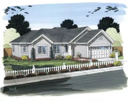 Traditional house plans 11-380 - front exterior, 1,294 sq ft, 3 bed, 2 bath house plans | Monster House Plans