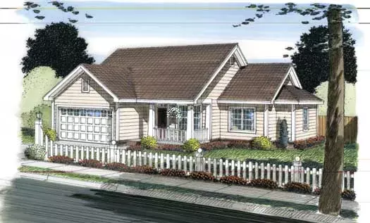Country house plans 11-384 - front exterior, 1,145 sq ft, 3 bed, 2 bath house plans | Monster House Plans