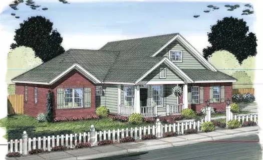 Craftsman house plans 11-385 - front exterior, 1,431 sq ft, 3 bed, 2 bath house plans | Monster House Plans