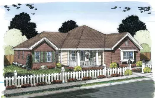 Country house plans 11-386 - front exterior, 1,682 sq ft, 4 bed, 3 bath house plans | Monster House Plans
