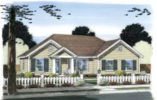 Traditional house plans 11-391 - front exterior, 1,616 sq ft, 3 bed, 2 bath house plans | Monster House Plans