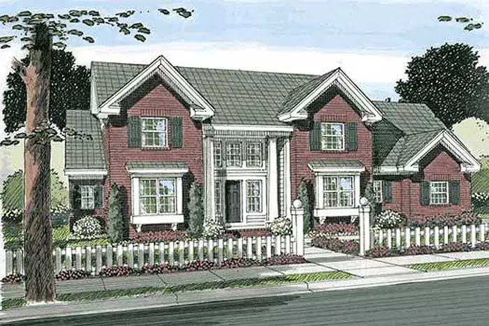 Southern Colonial house plans 11-398 - front exterior, 2,516 sq ft, 3 bed, 2 bath house plans | Monster House Plans