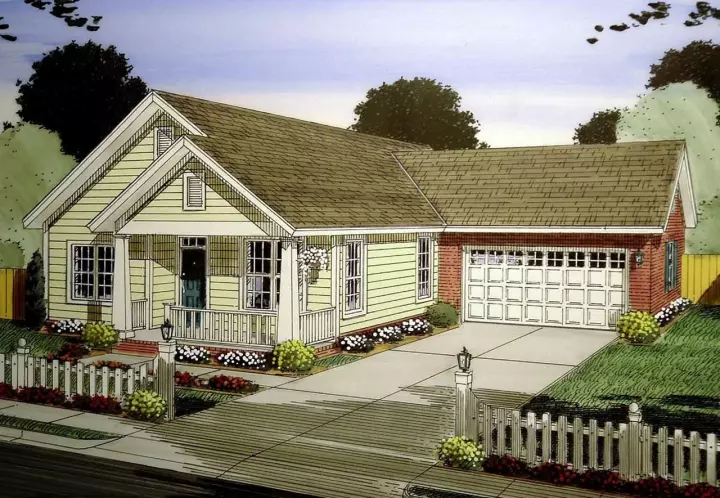 Craftsman house plans 11-401 - front exterior, 1,397 sq ft, 3 bed, 2 bath house plans | Monster House Plans
