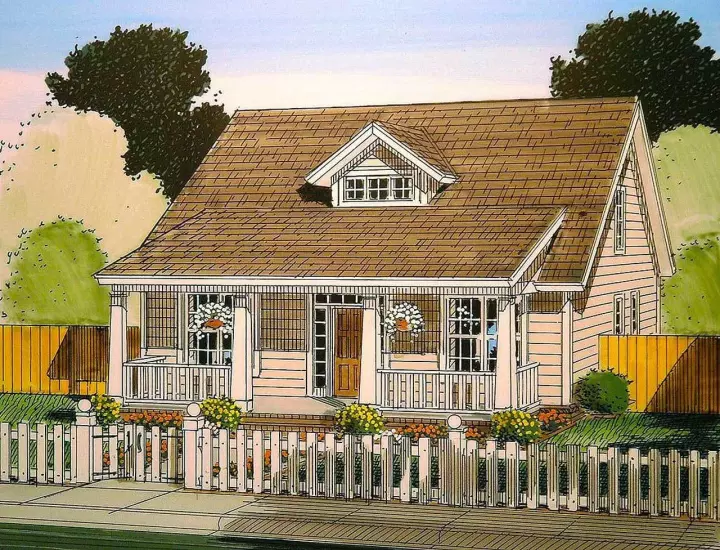 Bungalow house plans 11-405 - front exterior, 1,717 sq ft, 3 bed, 2 bath house plans | Monster House Plans