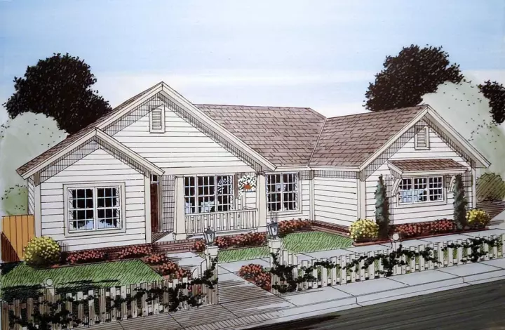 Craftsman house plans 11-407 - front exterior, 1,451 sq ft, 3 bed, 2 bath house plans | Monster House Plans