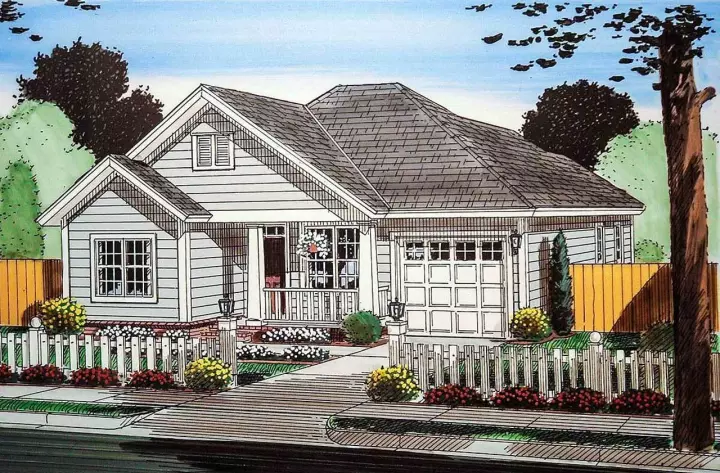 Craftsman house plans 11-408 - front exterior, 1,187 sq ft, 3 bed, 2 bath house plans | Monster House Plans