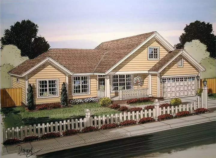 Craftsman house plans 11-416 - front exterior, 1,477 sq ft, 3 bed, 2 bath house plans | Monster House Plans