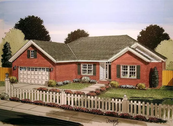 Traditional house plans 11-419 - front exterior, 1,648 sq ft, 5 bed, 3 bath house plans | Monster House Plans