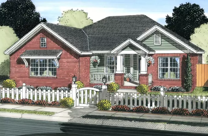 Craftsman house plans 11-423 - front exterior, 1,864 sq ft, 4 bed, 3 bath house plans | Monster House Plans