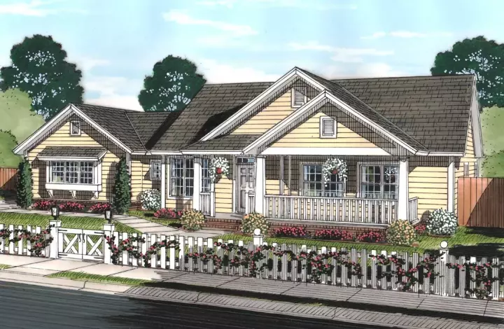 Country house plans 11-444 - front exterior, 1,808 sq ft, 4 bed, 2 bath house plans | Monster House Plans