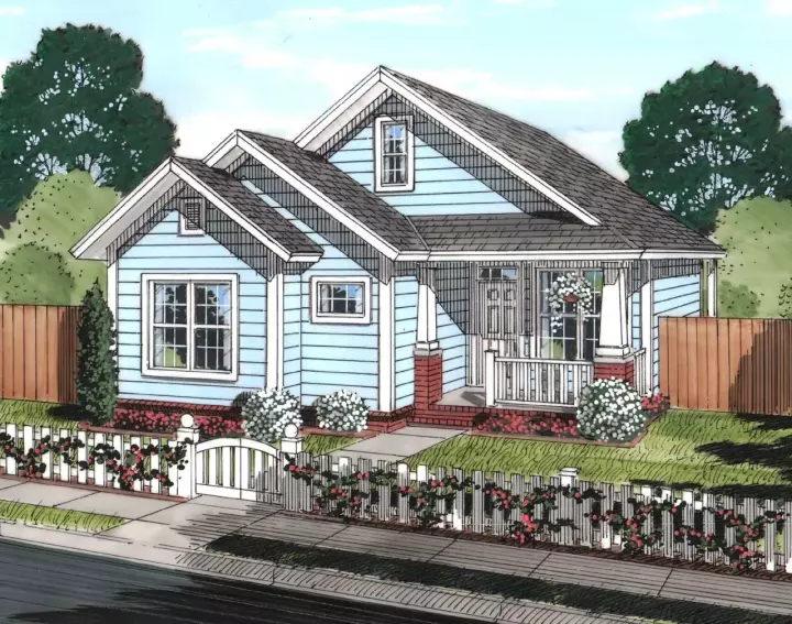 Craftsman house plans 11-448 - front exterior, 1,163 sq ft, 3 bed, 2 bath house plans | Monster House Plans