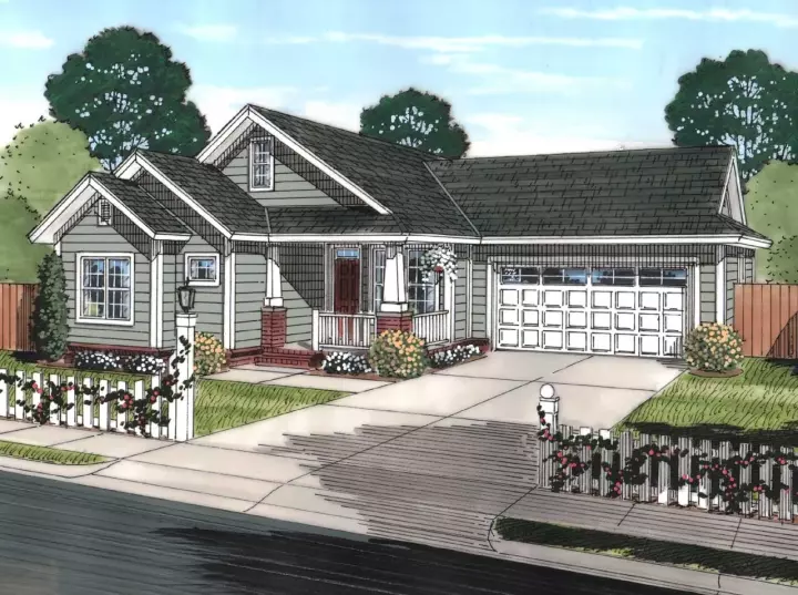 Craftsman house plans 11-449 - front exterior, 1,163 sq ft, 3 bed, 2 bath house plans | Monster House Plans