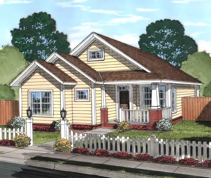 Craftsman house plans 11-451 - front exterior, 1,381 sq ft, 3 bed, 2 bath house plans | Monster House Plans