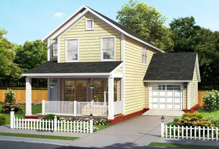 Traditional house plans 11-487 - front exterior, 1,564 sq ft, 2 bed, 2 bath house plans | Monster House Plans