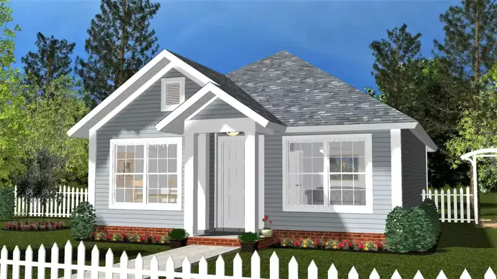 Craftsman house plans 11-504 - front exterior, 788 sq ft, 2 bed, 1 bath house plans | Monster House Plans