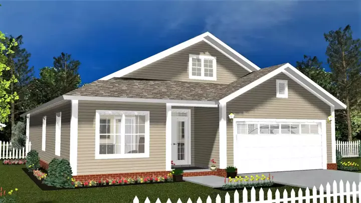 Bungalow house plans 11-507 - front exterior, 1,483 sq ft, 3 bed, 2 bath house plans | Monster House Plans