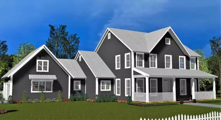 Modern Farmhouse house plans 11-511 - front exterior, 2,398 sq ft, 4 bed, 3 bath house plans | Monster House Plans