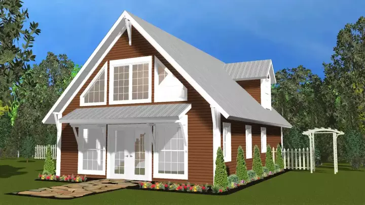 Cottage house plans 11-513 - front exterior, 1,050 sq ft, 2 bed, 2 bath house plans | Monster House Plans