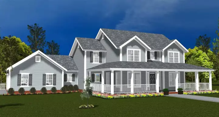 Farmhouse house plans 11-514 - front exterior, 3,266 sq ft, 5 bed, 4 bath house plans | Monster House Plans