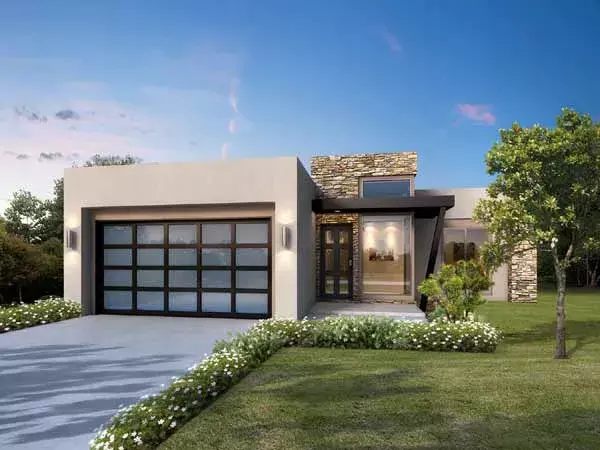 Modern house plans 115-103 - front exterior, 1,417 sq ft, 2 bed, 2 bath house plans | Monster House Plans