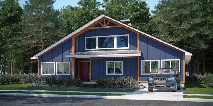 Mountain Rustic house plans 115-123 - front exterior, 2,425 sq ft, 3 bed, 2 bath house plans | Monster House Plans