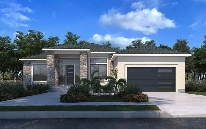 Contemporary house plans 115-133 - front exterior, 1,901 sq ft, 3 bed, 2 bath house plans | Monster House Plans