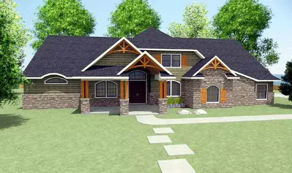 Mountain Rustic house plans 116-105 - front exterior, 2,842 sq ft, 3 bed, 2 bath house plans | Monster House Plans