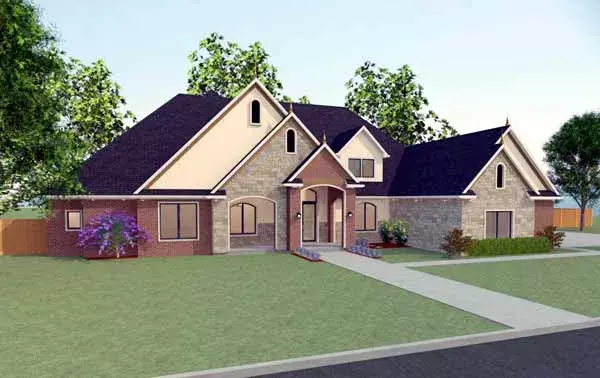 European house plans 116-107 - front exterior, 3,444 sq ft, 4 bed, 3 bath house plans | Monster House Plans