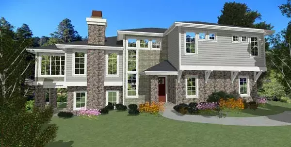 Contemporary house plans 118-103 - front exterior, 3,031 sq ft, 5 bed, 3 bath house plans | Monster House Plans