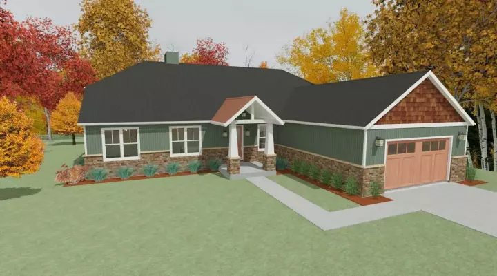 Craftsman house plans 119-101 - front exterior, 2,721 sq ft, 4 bed, 2 bath house plans | Monster House Plans