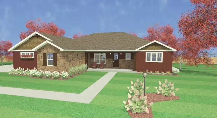 Ranch house plans 119-109 - front exterior, 2,864 sq ft, 3 bed, 2 bath house plans | Monster House Plans
