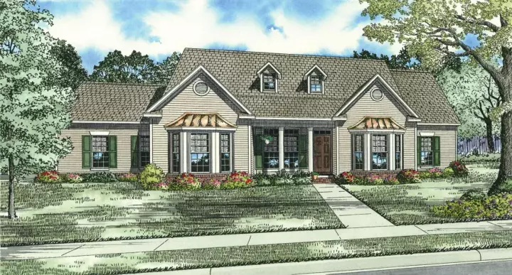 Traditional house plans 12-1000 - front exterior, 2,636 sq ft, 3 bed, 2 bath house plans | Monster House Plans