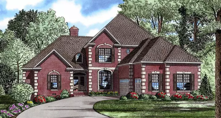 European house plans 12-101 - front exterior, 3,437 sq ft, 5 bed, 4 bath house plans | Monster House Plans