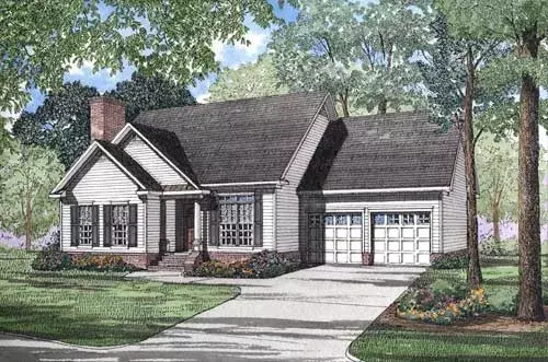 Traditional house plans 12-1032 - front exterior, 1,627 sq ft, 3 bed, 2 bath house plans | Monster House Plans