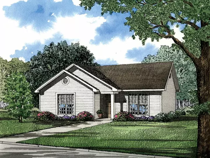Traditional house plans 12-106 - front exterior, 930 sq ft, 3 bed, 1 bath house plans | Monster House Plans