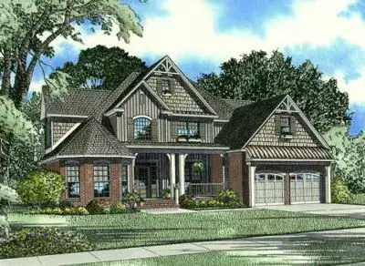 English Country house plans 12-1077 - front exterior, 2,815 sq ft, 4 bed, 3 bath house plans | Monster House Plans