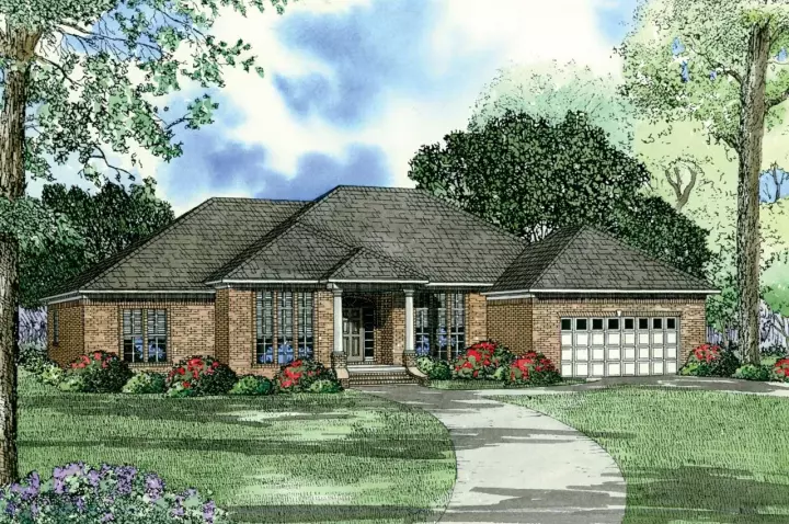 Traditional house plans 12-108 - front exterior, 2,216 sq ft, 3 bed, 2 bath house plans | Monster House Plans