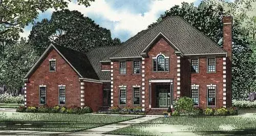 European house plans 12-1085 - front exterior, 4,420 sq ft, 4 bed, 4 bath house plans | Monster House Plans