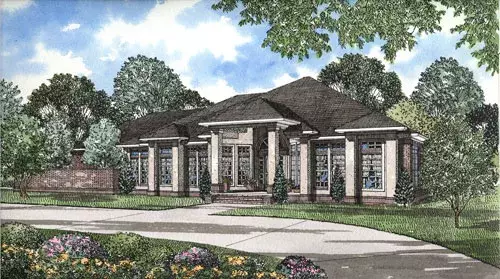 Contemporary house plans 12-1087 - front exterior, 3,374 sq ft, 3 bed, 2 bath house plans | Monster House Plans