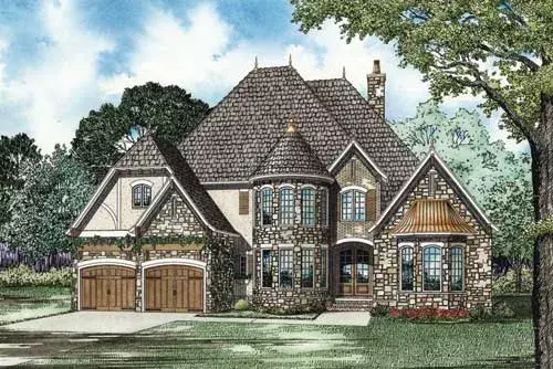 French Country house plans 12-1088 - front exterior, 3,328 sq ft, 4 bed, 3 bath house plans | Monster House Plans
