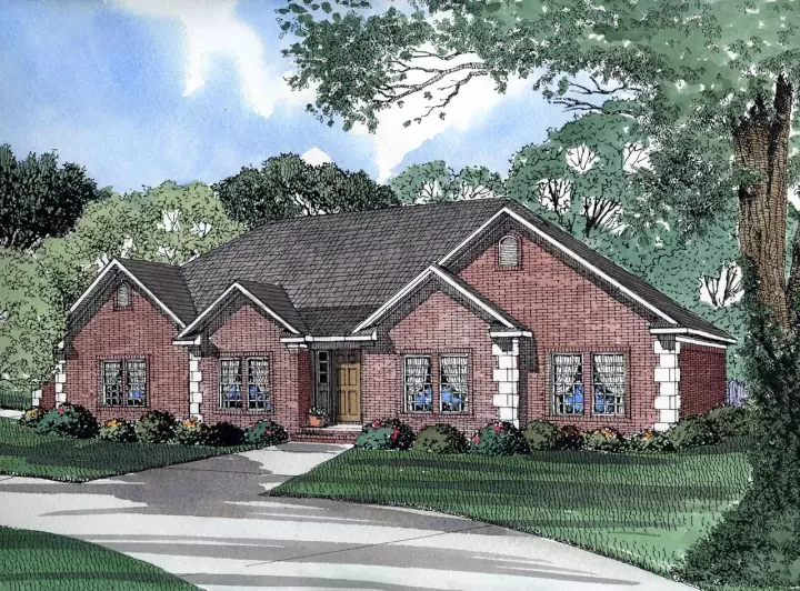 European house plans 12-109 - front exterior, 2,092 sq ft, 3 bed, 2 bath house plans | Monster House Plans