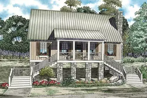 Bungalow house plans 12-1091 - front exterior, 1,374 sq ft, 3 bed, 2 bath house plans | Monster House Plans